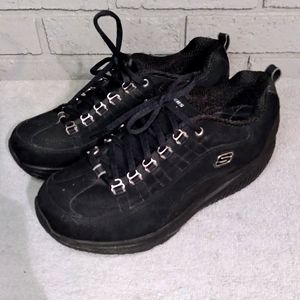 Skechers Shape Ups 12321 Womens Black Suede Rocker Walking Toning Sneaker Sz 8